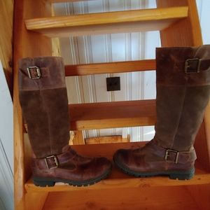 Distressed leather boots